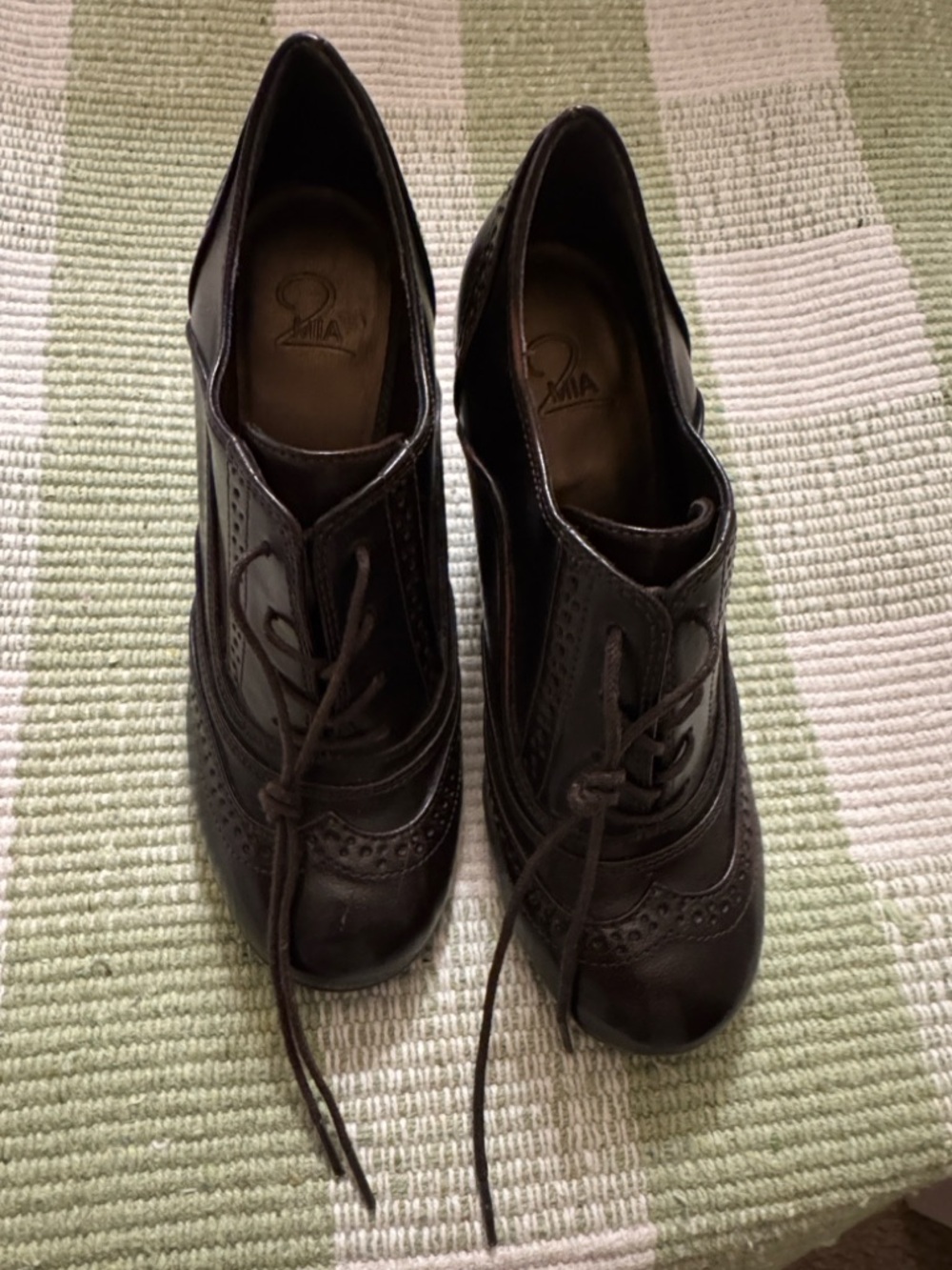 MIA Dark Brown Leather Slip-On Oxford